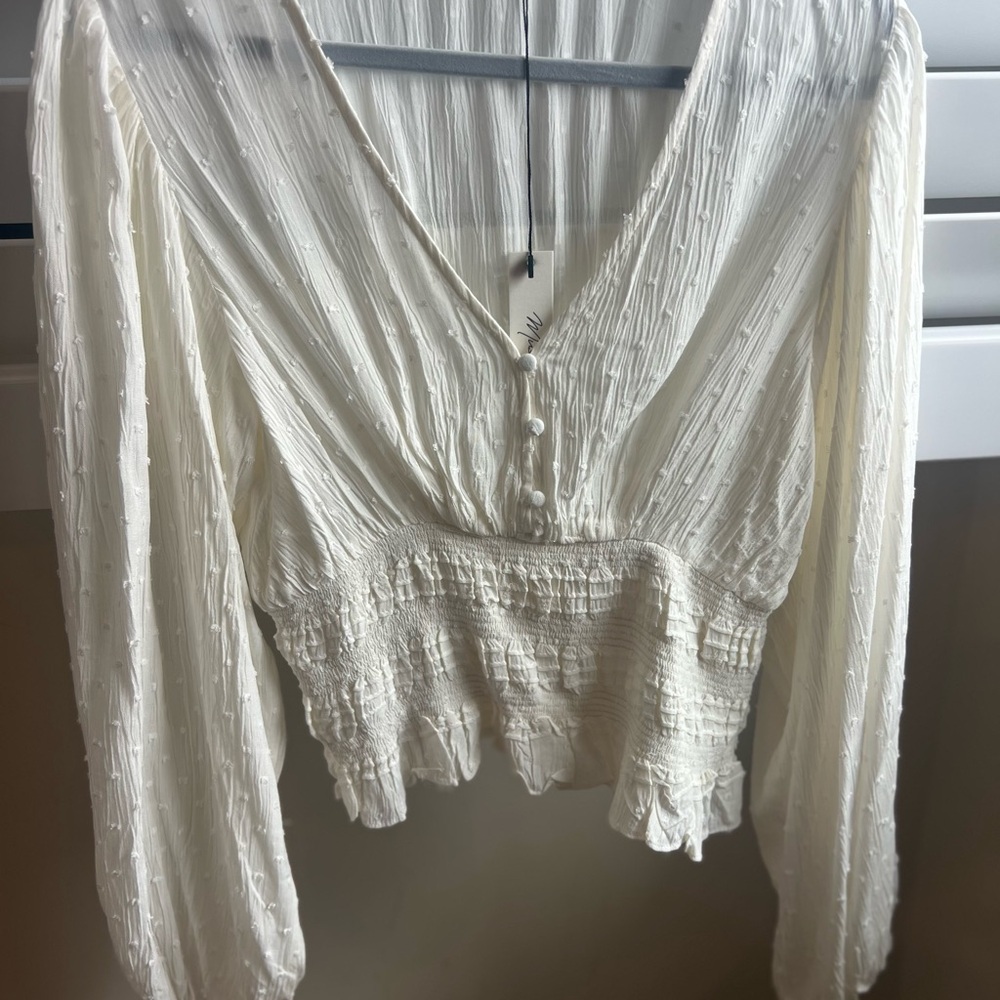 Mustard Seed Cream Textured Blouse